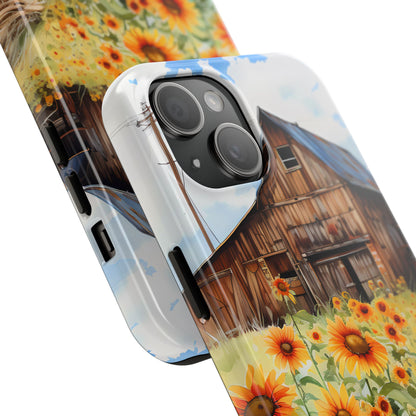 Country Road Sunflower iPhone Case: Rustic Barnyard Design, Cute Floral Case