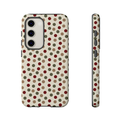 Festive Red & Green Polka Dots on Cream – Samsung Galaxy Case