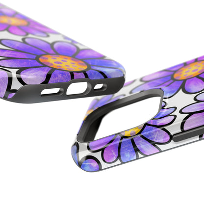 Purple Daisy Delight MagSafe iPhone Case – Slim Profile, Glossy Finish