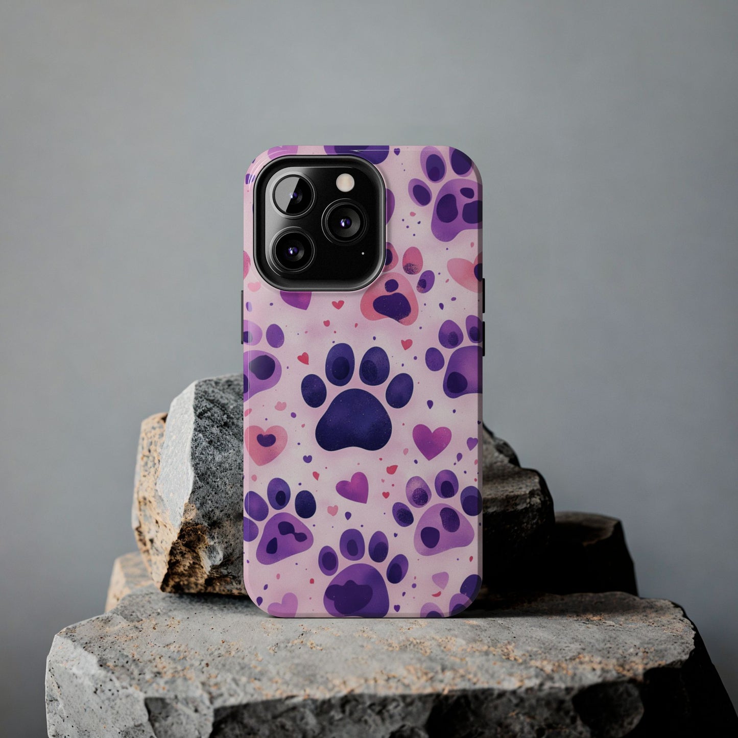 Purple Paw Print iPhone Case - Playful Pet Lover’s Protective Cover