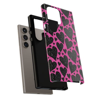 Pink Glitter Hearts Samsung Galaxy Case