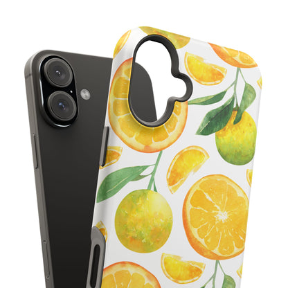 Sunny Citrus Grove Tough MagSafe iPhone Case – Watercolor Orange Design, Dual-Layer Protection