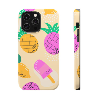 Tropical Pop MagSafe iPhone Case – Fun Pineapple & Lemon Design with Vibrant Summery Colors