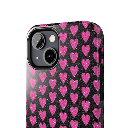 Glitter Pink Hearts iPhone Case