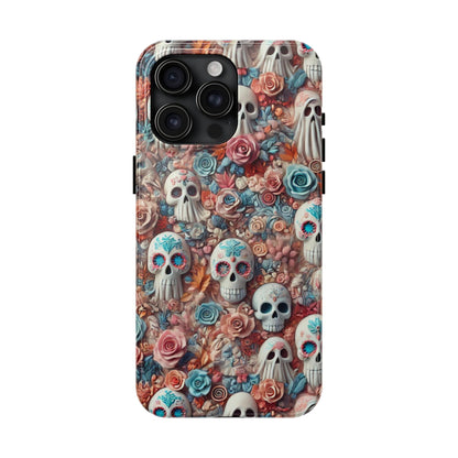 Day of the Dead Floral Skull iPhone Case - Colorful Protective Cover - Halloween Spooky Autumn Case