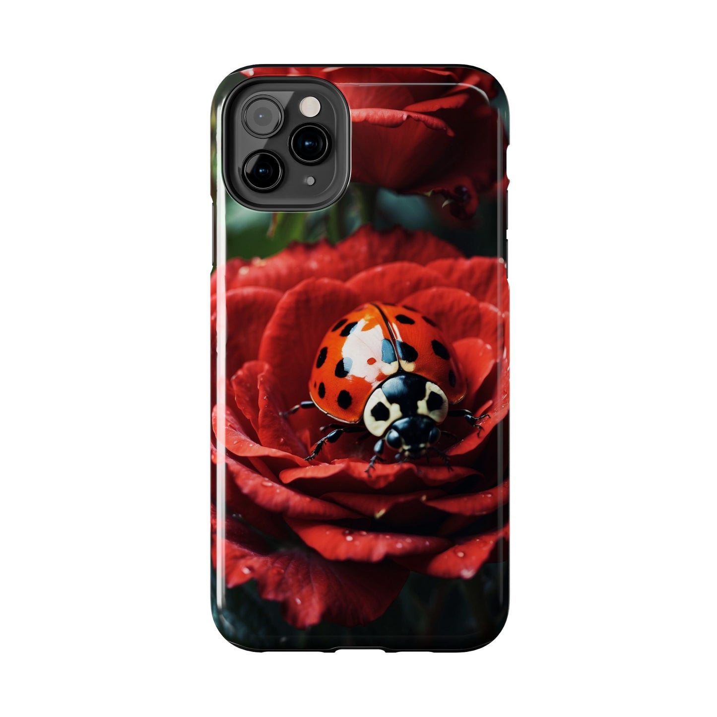 Elegant Rose & Ladybug Charm - iPhone Series Case