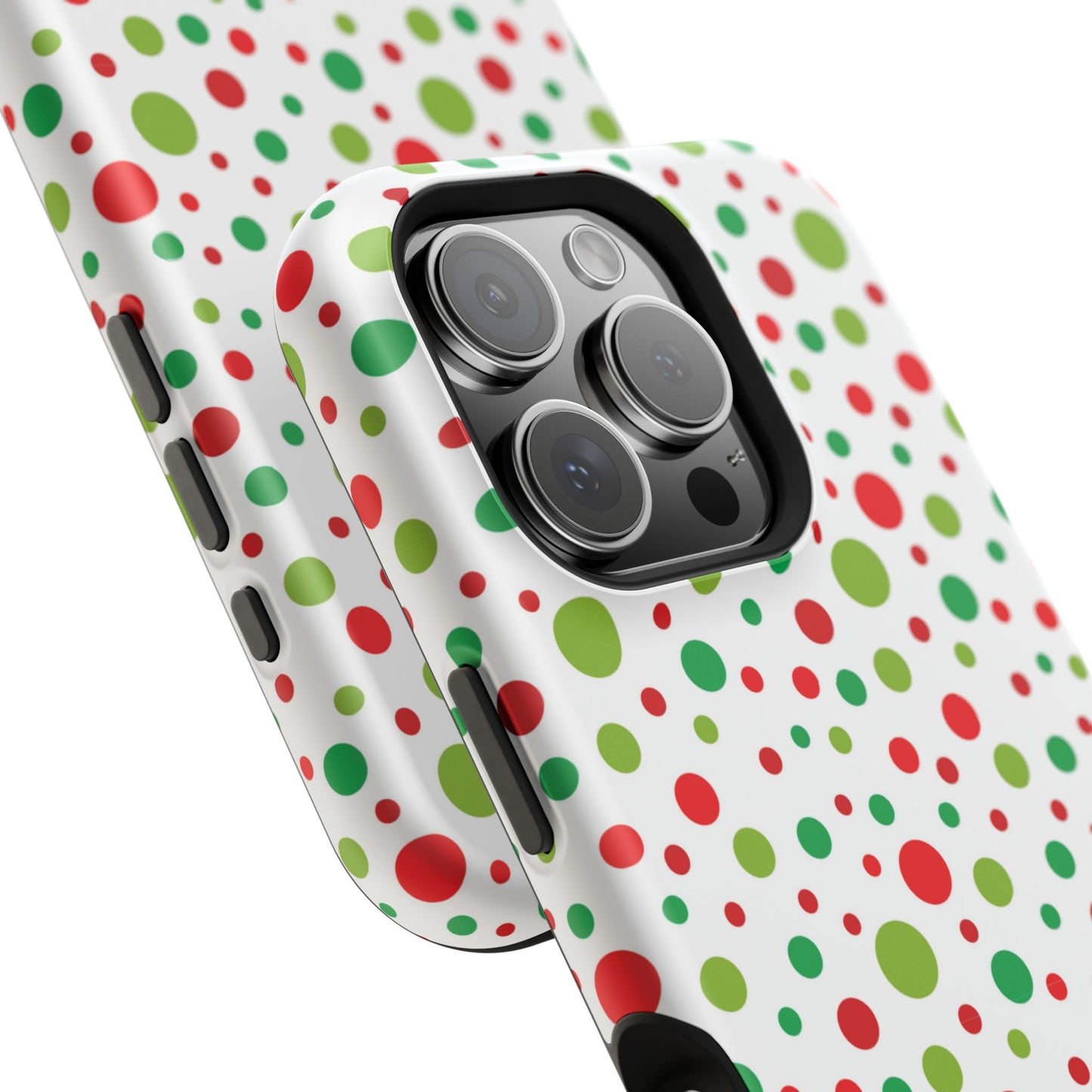 Red & Green Christmas Polka Dots – MagSafe iPhone Case