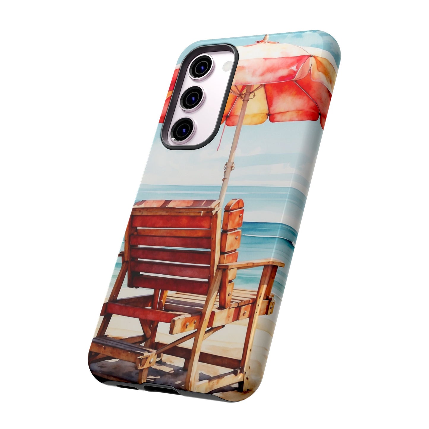 Beachfront Sunset Lounge Samsung Galaxy Case – Vibrant Watercolor Design