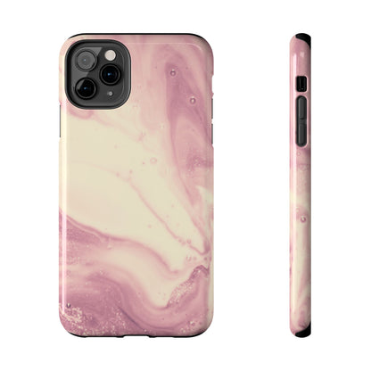 Blush Marble Glow – iPhone Case with Rose Gold & Pink Swirl Pattern