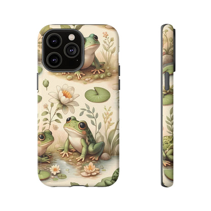 Cute Frogs Phone Case - Pond Pals Frolic - Charming Frog Lily Pad Phone Case for iPhone, Google & Samsung! Great Gift For Any Frog Lover!