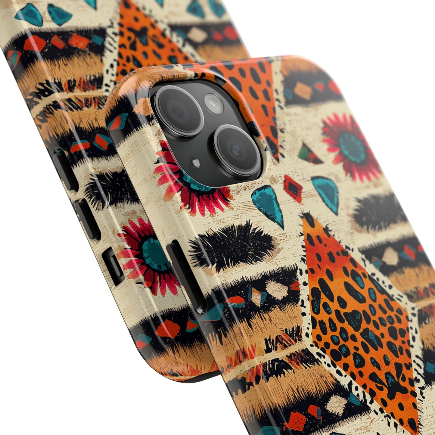 Wild Boho Leopard Print & Floral Tough iPhone Case – Eclectic Tribal Design, Dual - Layer Protection - BOGO Cases