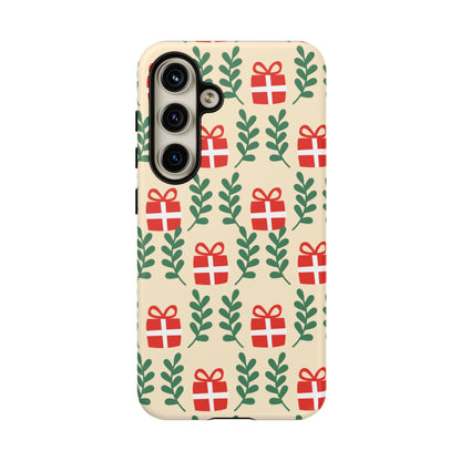 Samsung Galaxy Case: Holiday Cheer – Red Gifts & Green Leaves