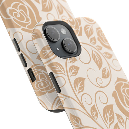 Vintage Rose Vine Tough MagSafe iPhone Case – Elegant Floral Pattern with Dual-Layer Protection