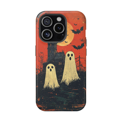 Haunted House & Ghosts MagSafe iPhone Case – Spooky Halloween Full Moon Design