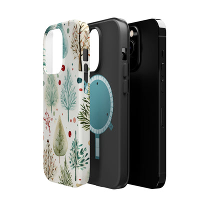 Watercolor Winter Trees MagSafe iPhone Case – Nature-Inspired, Holiday Theme Protective Cover