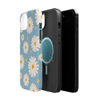 Bright Daisy MagSafe iPhone Case – Light Blue Background, Shockproof and Slim Design