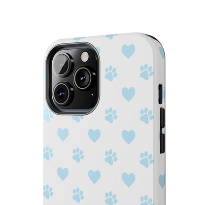 Light Blue Paw Prints & Hearts – iPhone Case for Animal Lovers