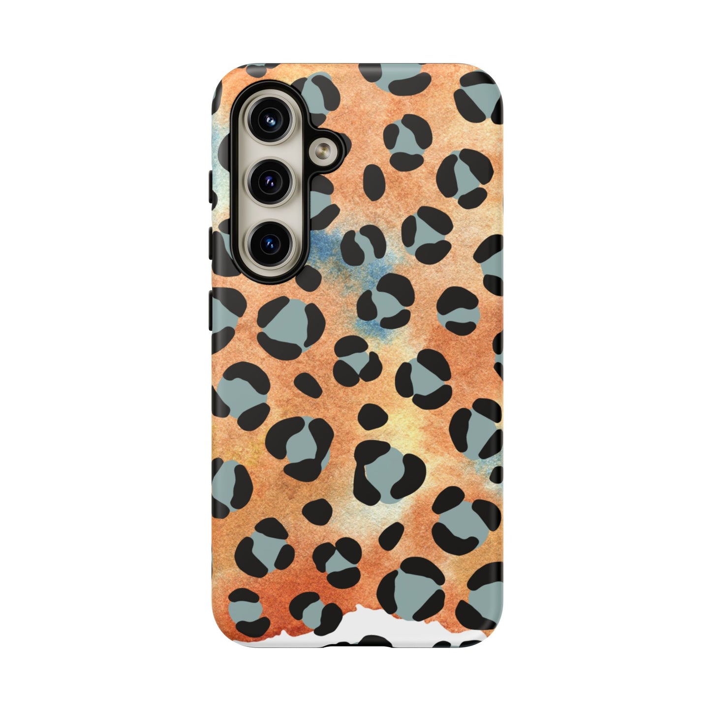 Sunset Watercolor Leopard Print Tough Samsung Galaxy Case – Artistic Animal Pattern with Dual-Layer Protection