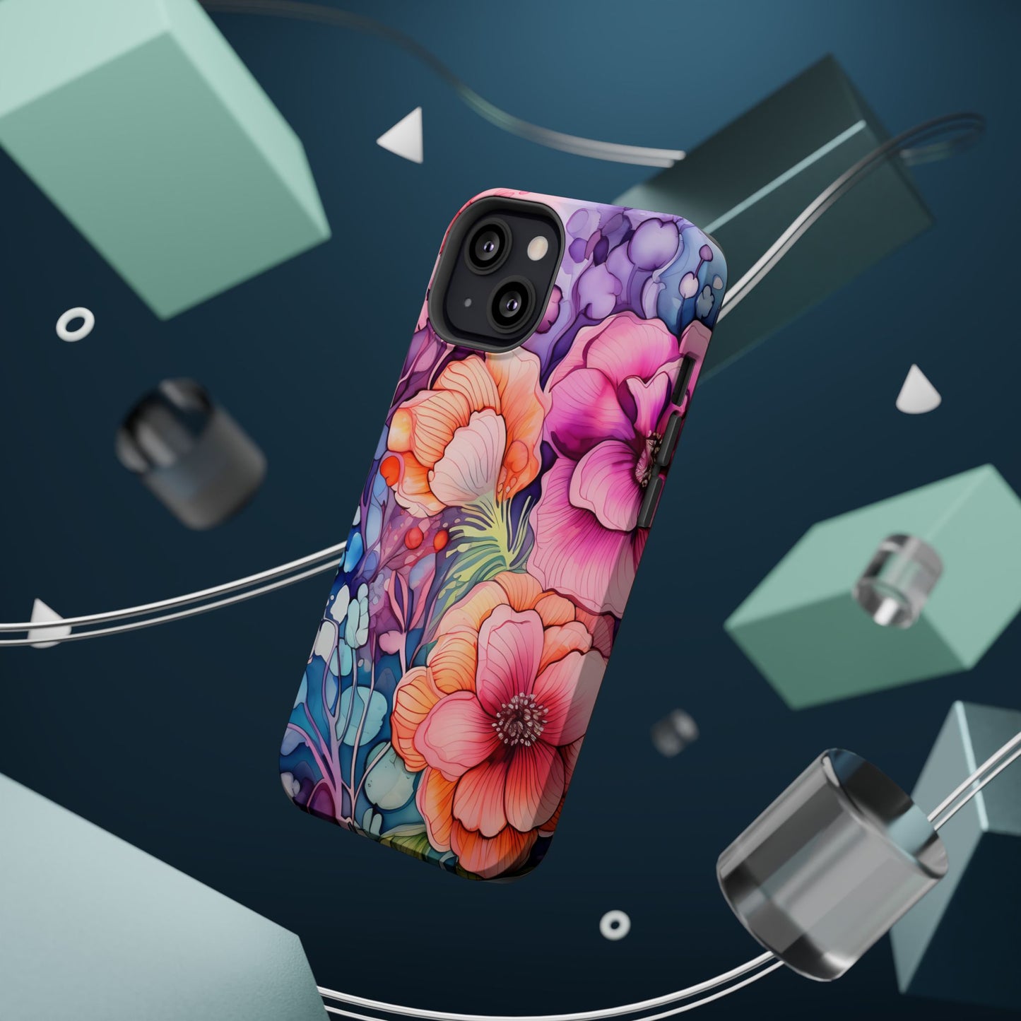 Bright Watercolor Floral Splash MagSafe iPhone Series Case – Bold Artistic Design