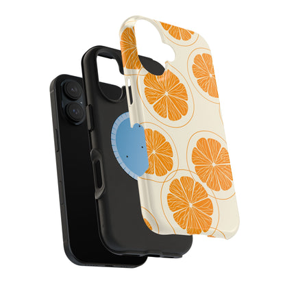 Citrus Burst Pattern Tough MagSafe iPhone Case – Bold Orange Design, Shockproof Protection