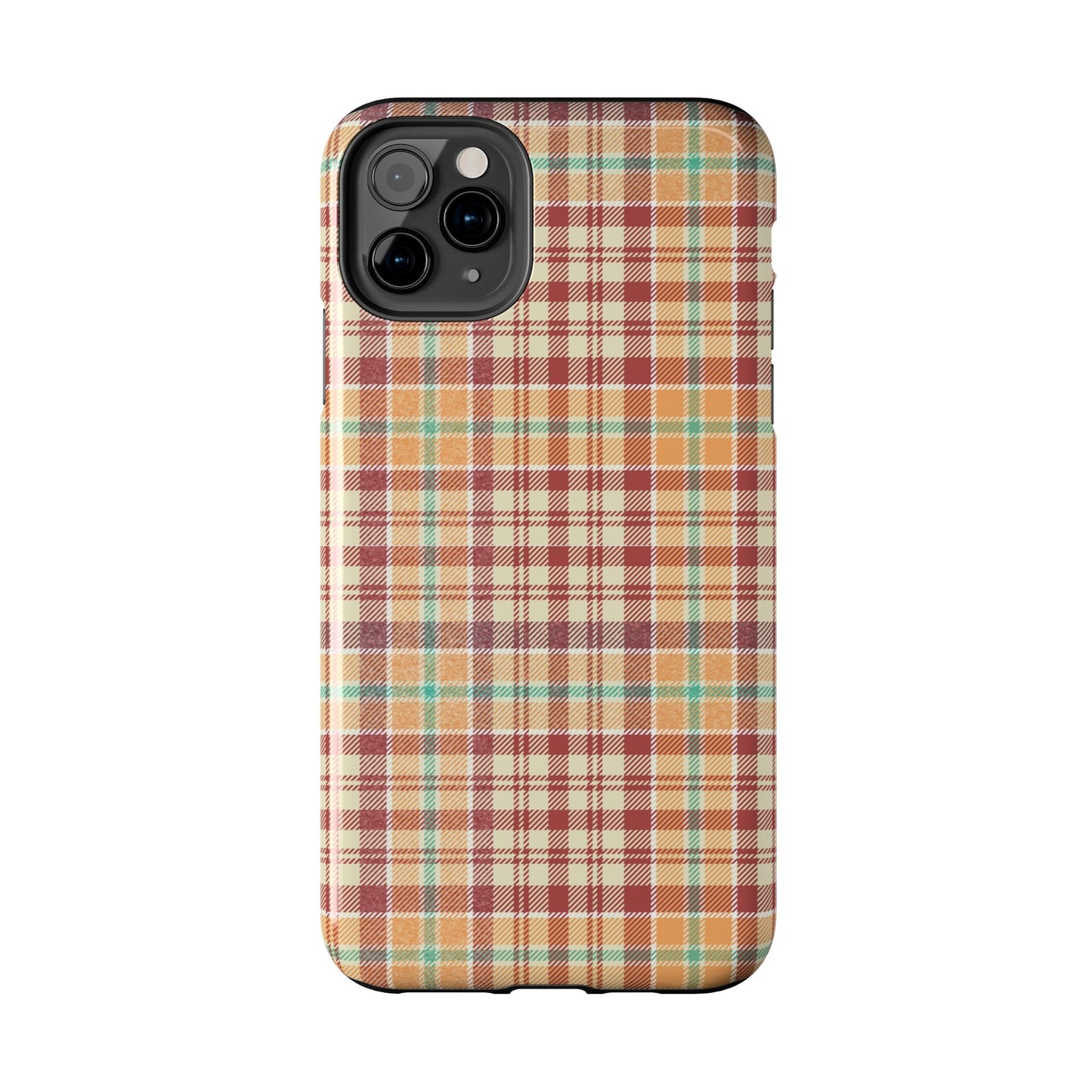 Retro Chic Plaid iPhone Case in Red, Orange, Green & Cream – Classic Vintage Style