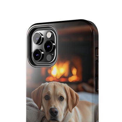 Cozy Golden Retriever by the Fireplace - iPhone Series Case