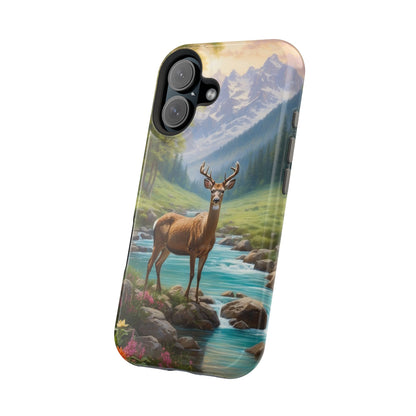 Alpine Serenity – Stag in Mountain Bliss MagSafe iPhone Cases