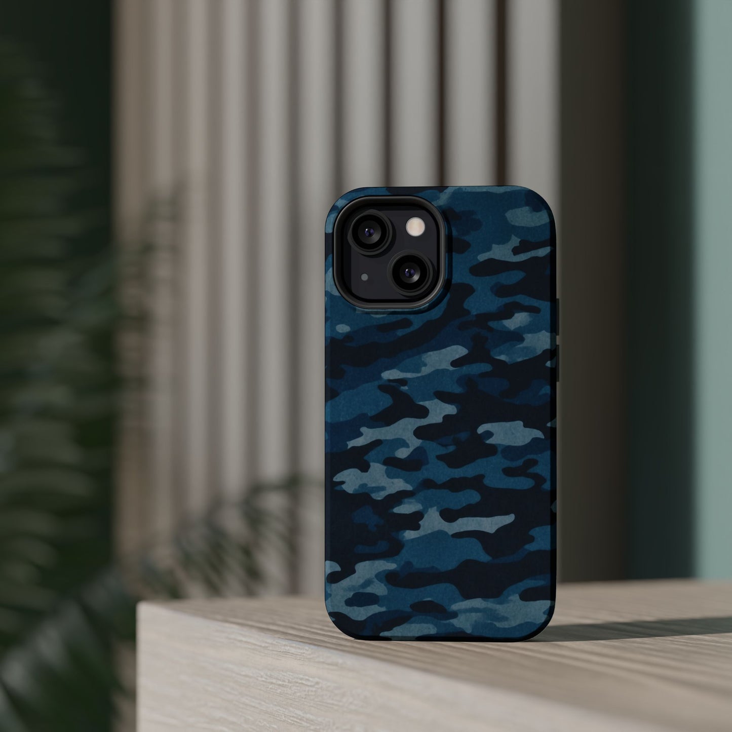 Dark Blue Camouflage – MagSafe iPhone Case with Modern Rugged Style