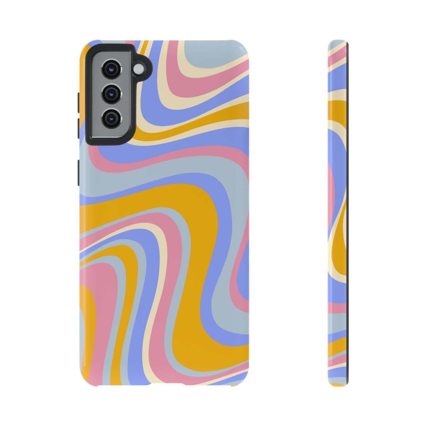 Groovy Pastel Waves Samsung Galaxy Case – 70s-Inspired Design with Dual-Layer Protection