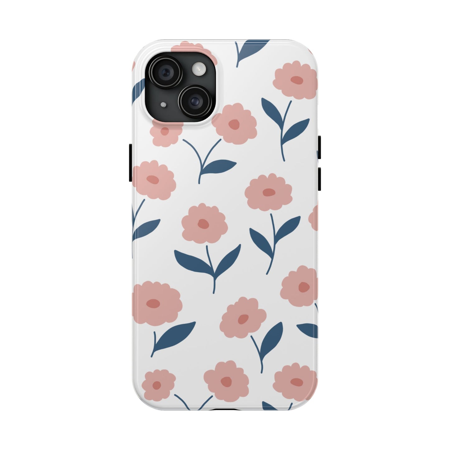 Playful Pink Floral Tough iPhone Case – Soft Pastel Design, Slim & Shockproof