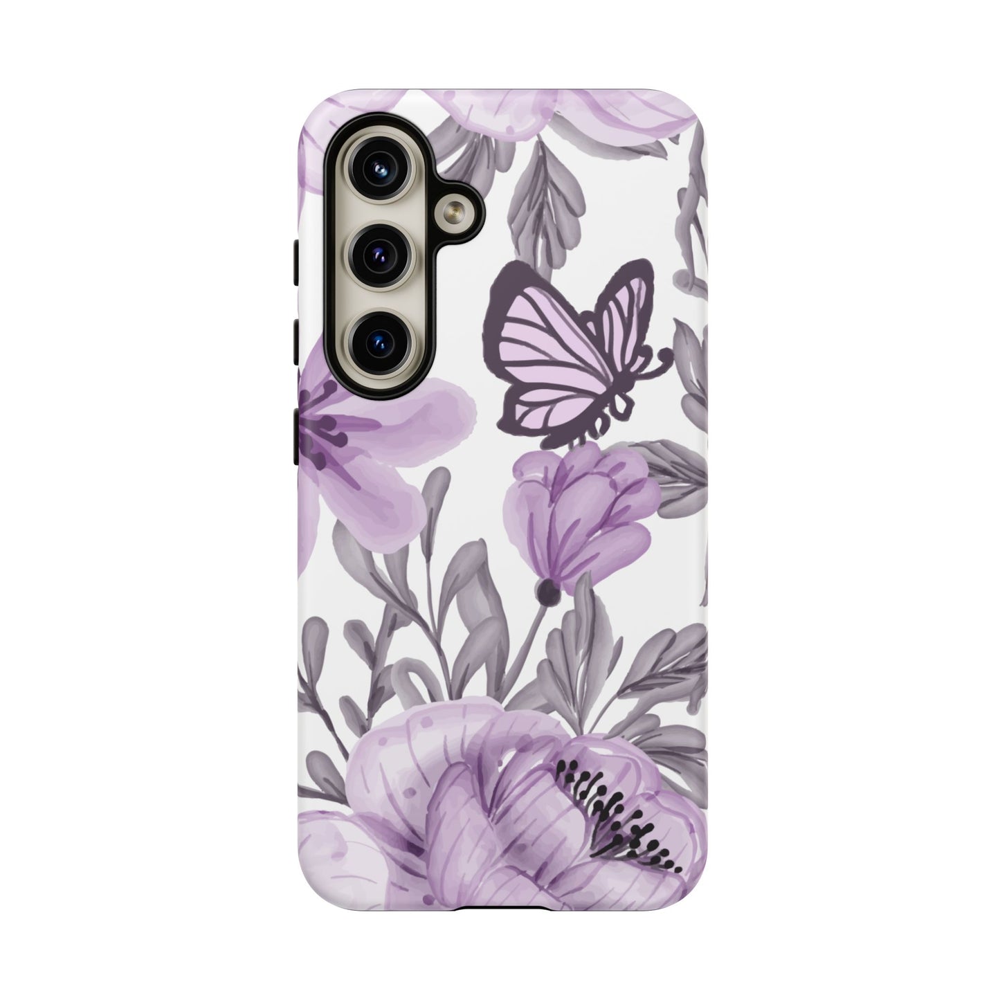 Lavender Bloom Butterfly Samsung Galaxy Case – Delicate Floral Design with Watercolor Details