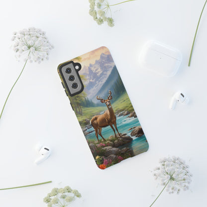 Alpine Serenity – Stag in Mountain Bliss Samsung Galaxy Phone Case