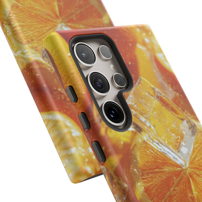 Citrus Orange Splash Samsung Galaxy Case – Dual-Layer Tough Protection, Vibrant Summer Design