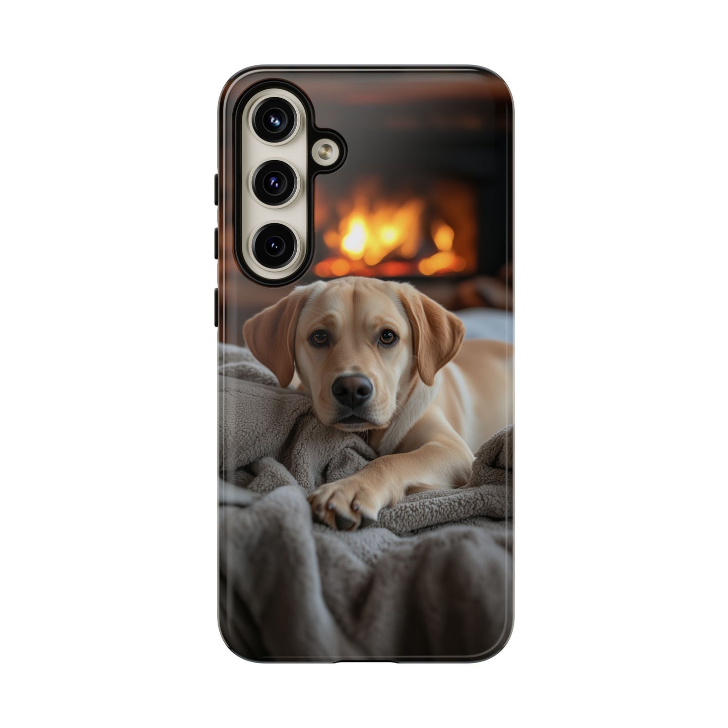 Cozy Golden Retriever by the Fireplace - Samsung Galaxy Case