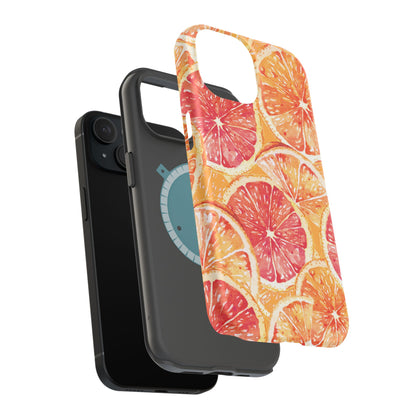 Watercolor Citrus Splash Tough MagSafe iPhone Case – Vibrant Fruit Print, Shock-Resistant Design