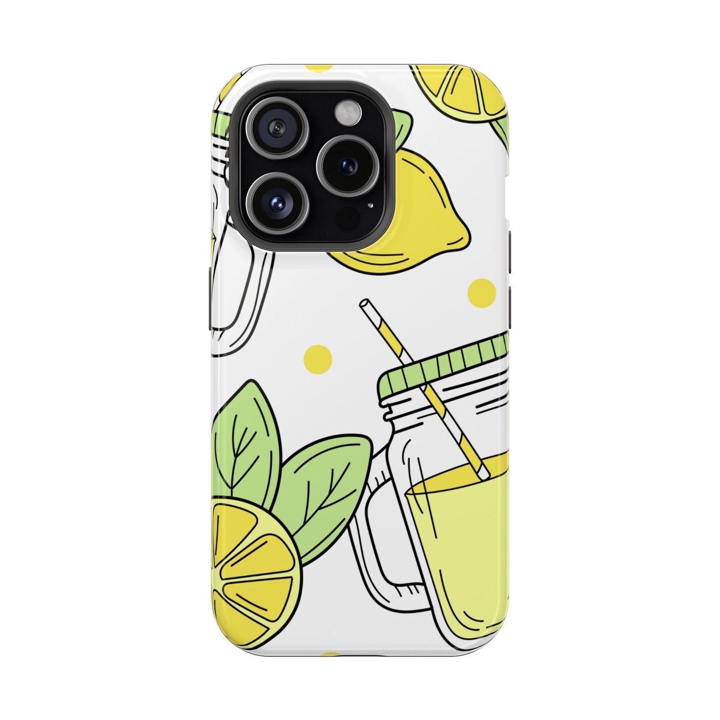 Lemonade Love Tough MagSafe iPhone Case – Fun Lemon Mason Jar Design, Dual-Layer Protection