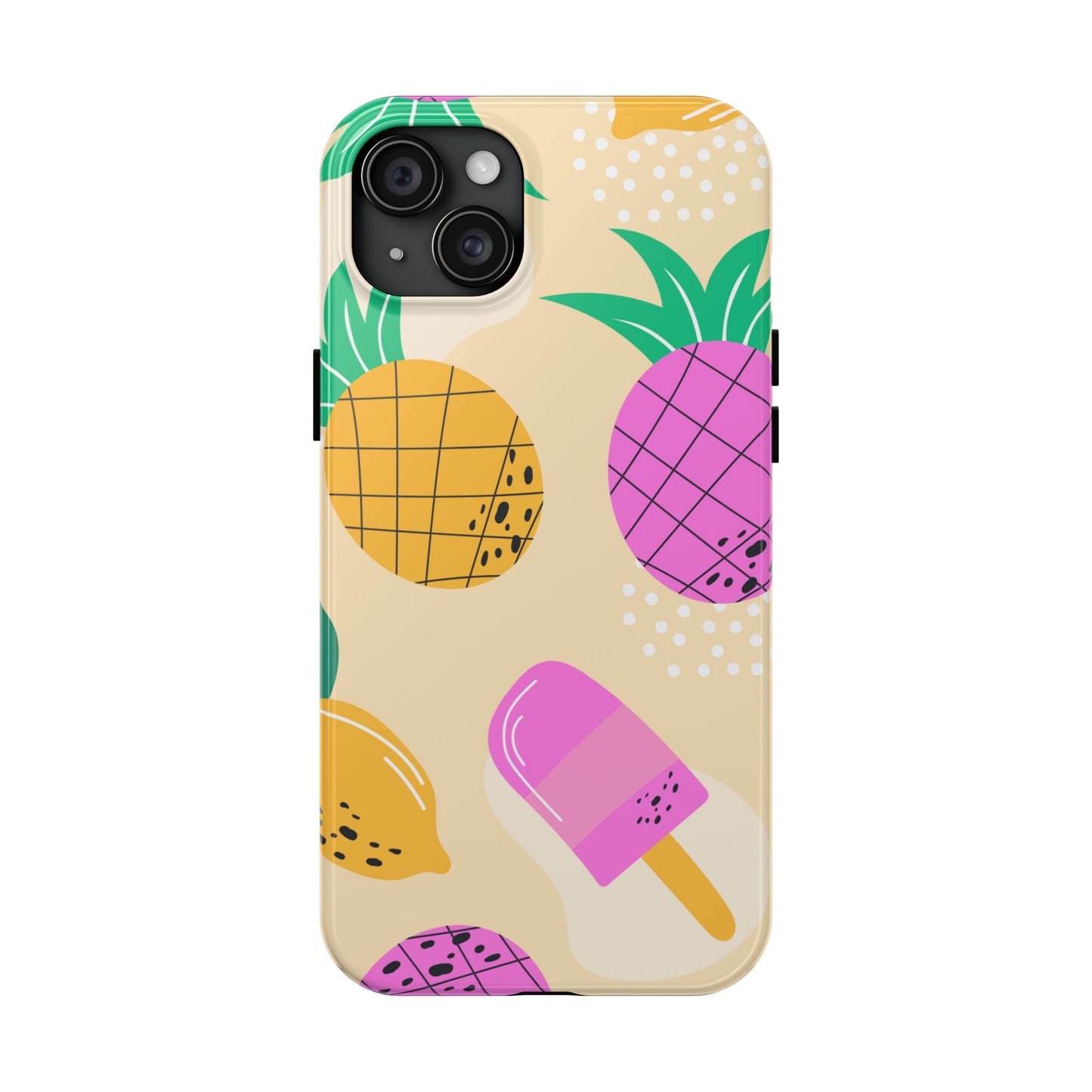 Tropical Pop iPhone Case – Fun Pineapple & Lemon Design with Vibrant Summery Colors