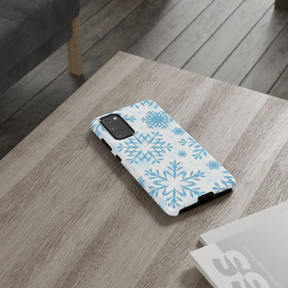 Frosty Blue Snowflakes Samsung Galaxy Case – Shockproof, Smooth Matte Finish, Dual-Layer Design