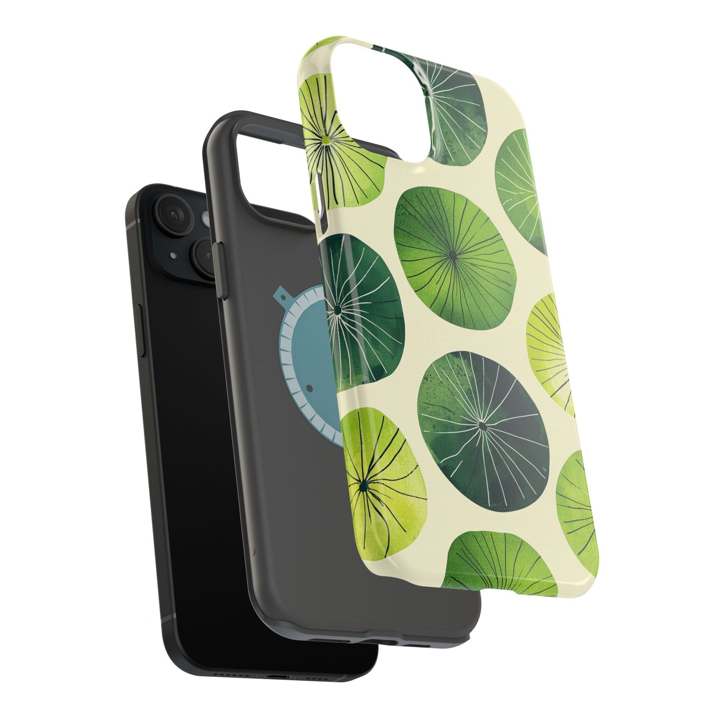 Watercolor Lily Pads MagSafe iPhone Case – Shockproof, Matte Finish, Dual-Layer Protection