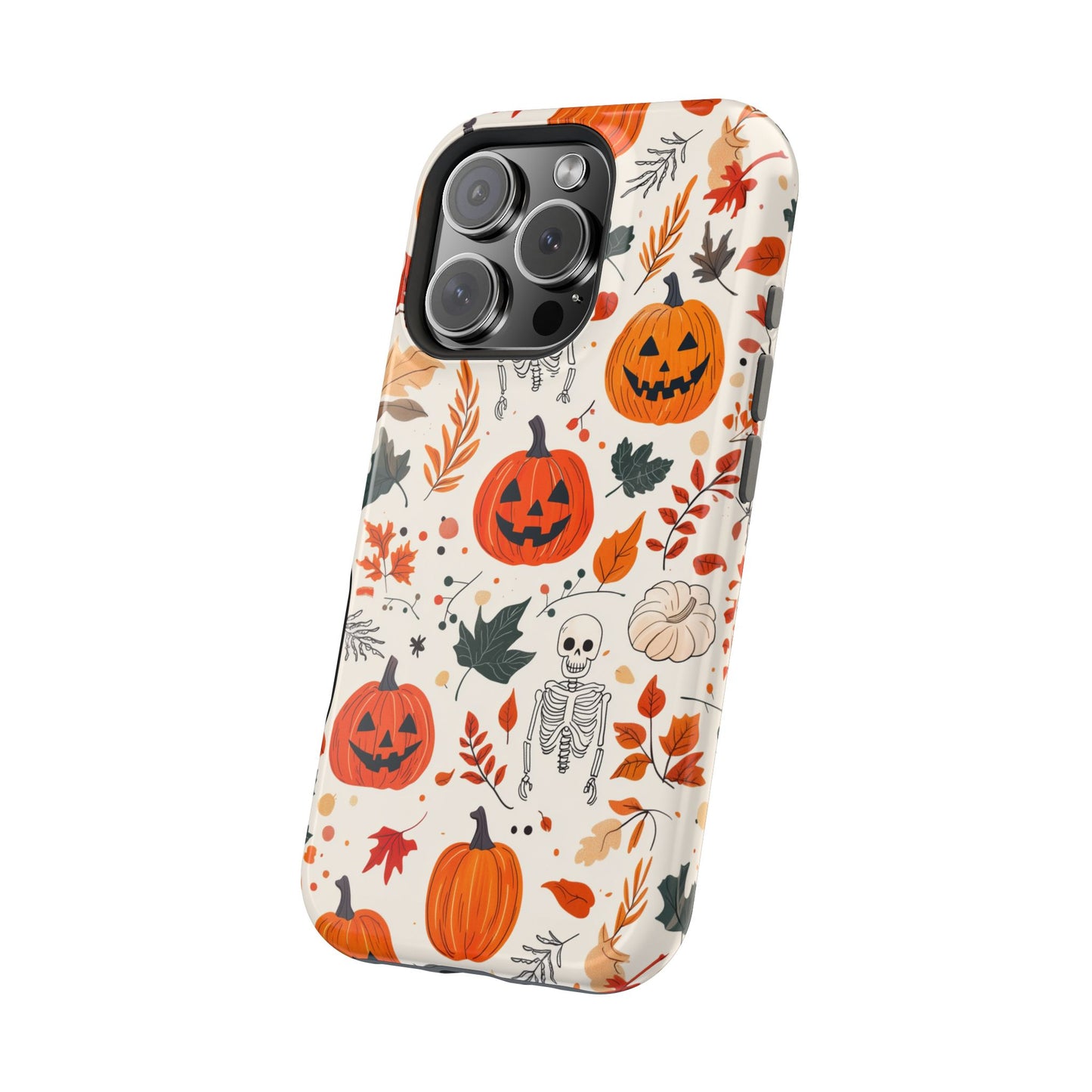 Halloween Pumpkin & Skeleton MagSafe iPhone Case – Spooky Autumn Design