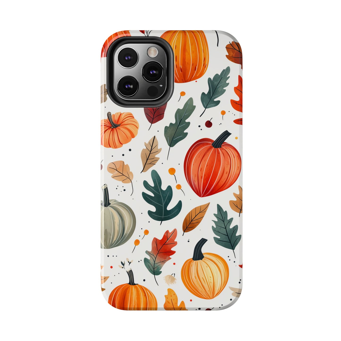 Autumn Harvest iPhone Case - Pumpkin and Fall Leaf Design