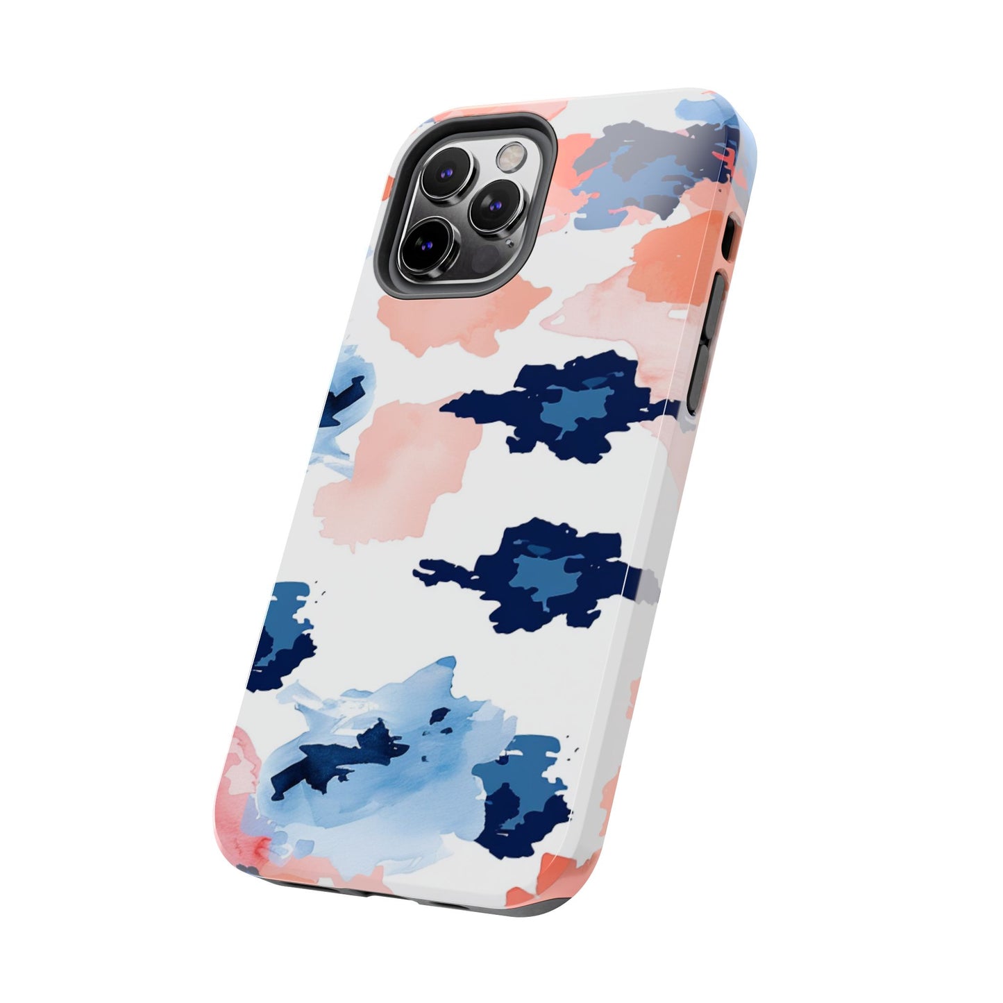 Abstract Coral & Navy Watercolor Design – iPhone Case