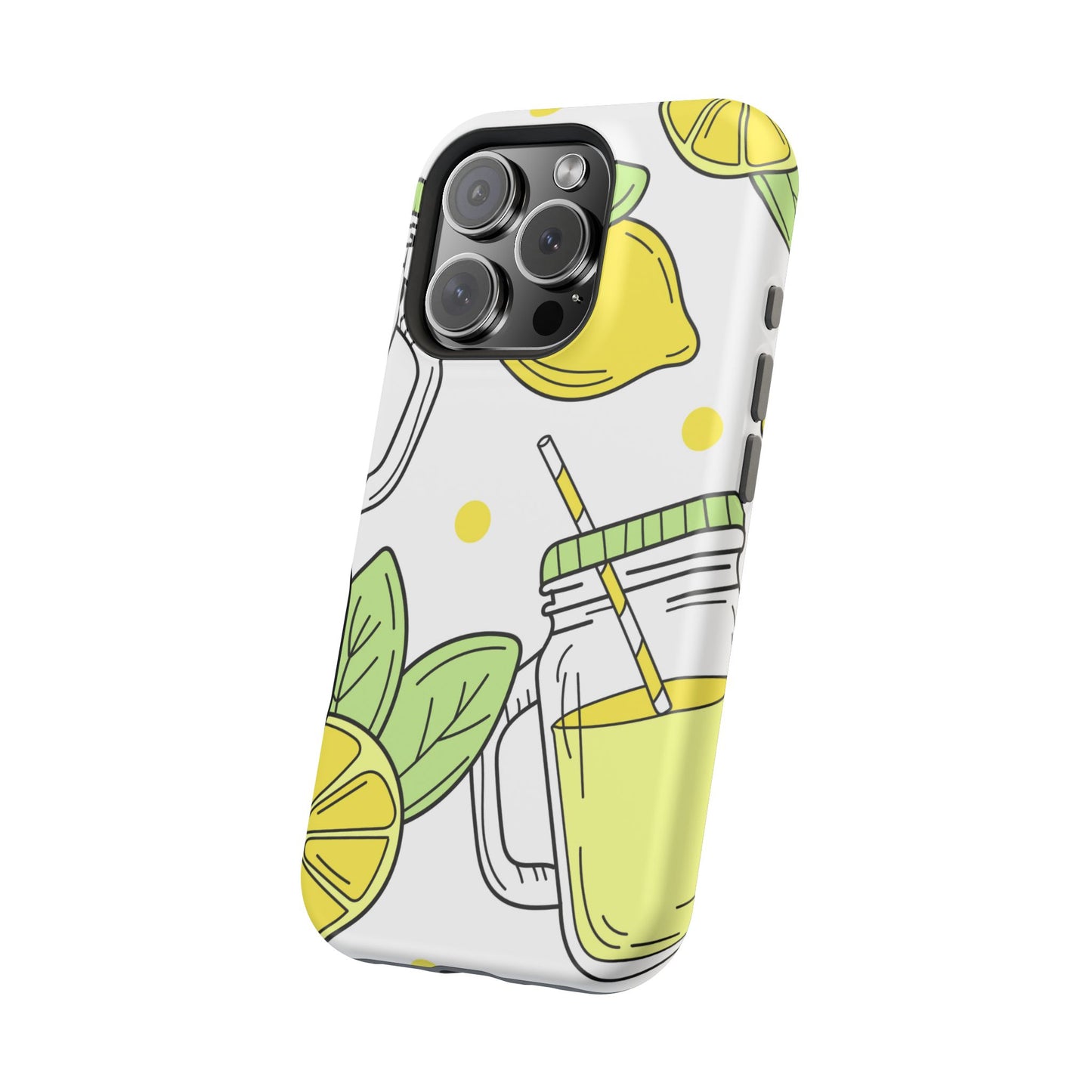 Lemonade Love Tough MagSafe iPhone Case – Fun Lemon Mason Jar Design, Dual-Layer Protection