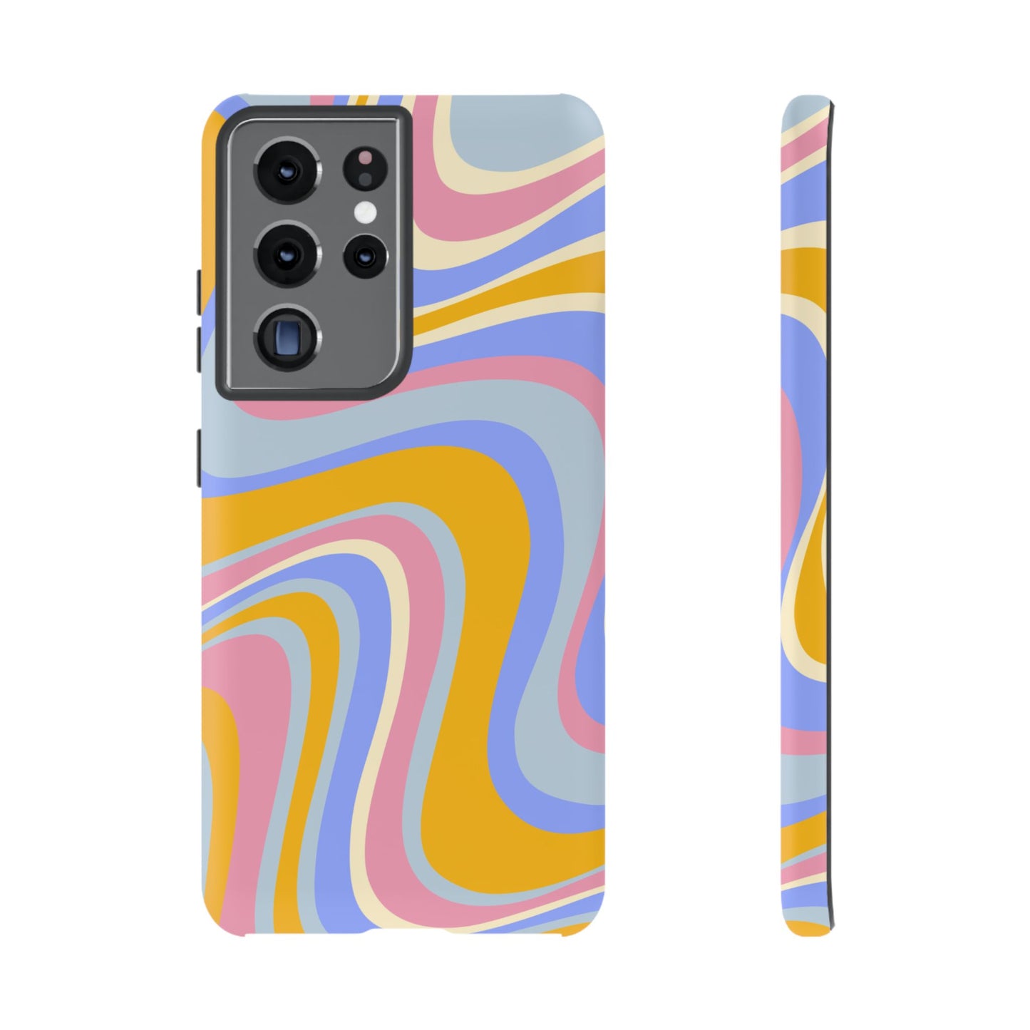 Groovy Pastel Waves Samsung Galaxy Case – 70s-Inspired Design with Dual-Layer Protection