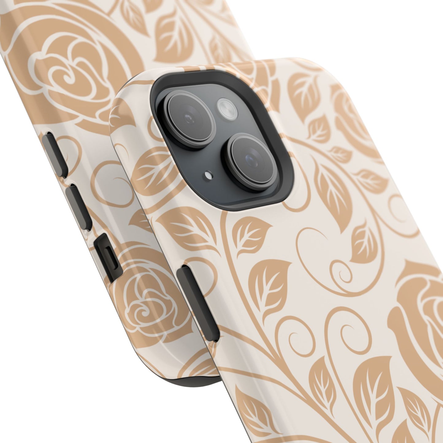 Vintage Rose Vine Tough MagSafe iPhone Case – Elegant Floral Pattern with Dual-Layer Protection