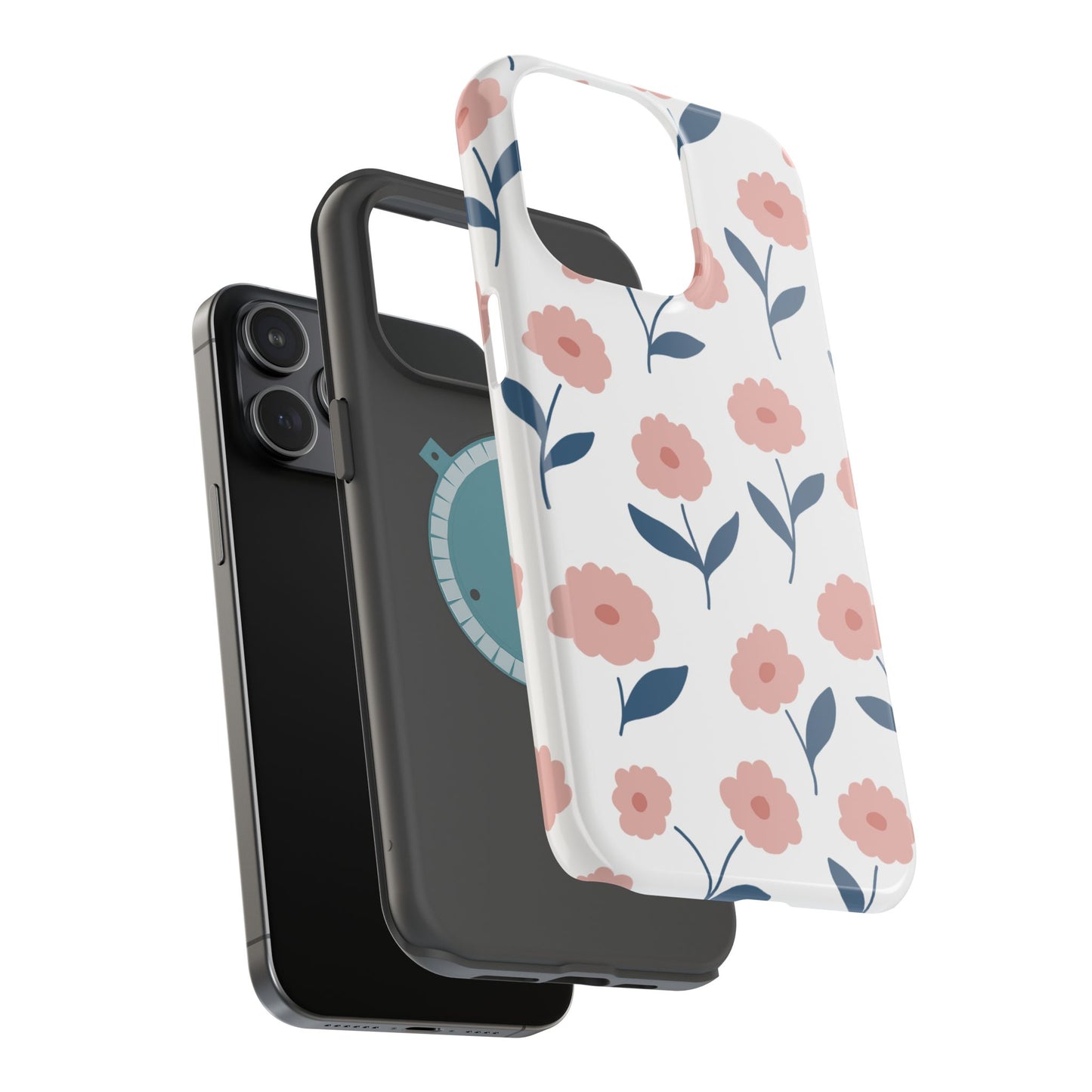 Playful Pink Floral Tough MagSafe  iPhone Case – Soft Pastel Design, Slim & Shockproof