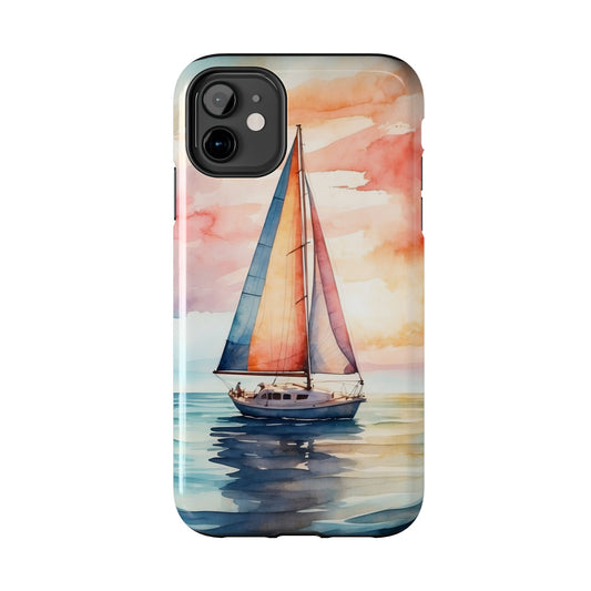 Sailboat Sunset iPhone Case – Vibrant Watercolor Design