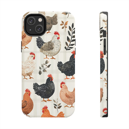 iPhone Case: Vintage Chicken & Leaves – Farmhouse Style Case