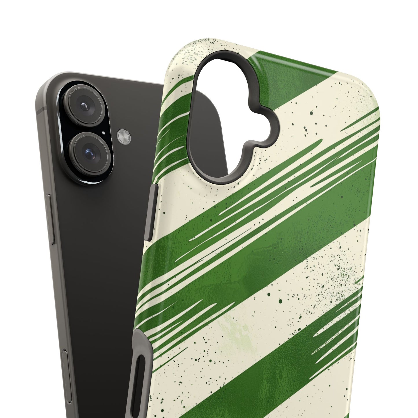 Green Stripes MagSafe iPhone Case – Bold Diagonal Brushstroke Design