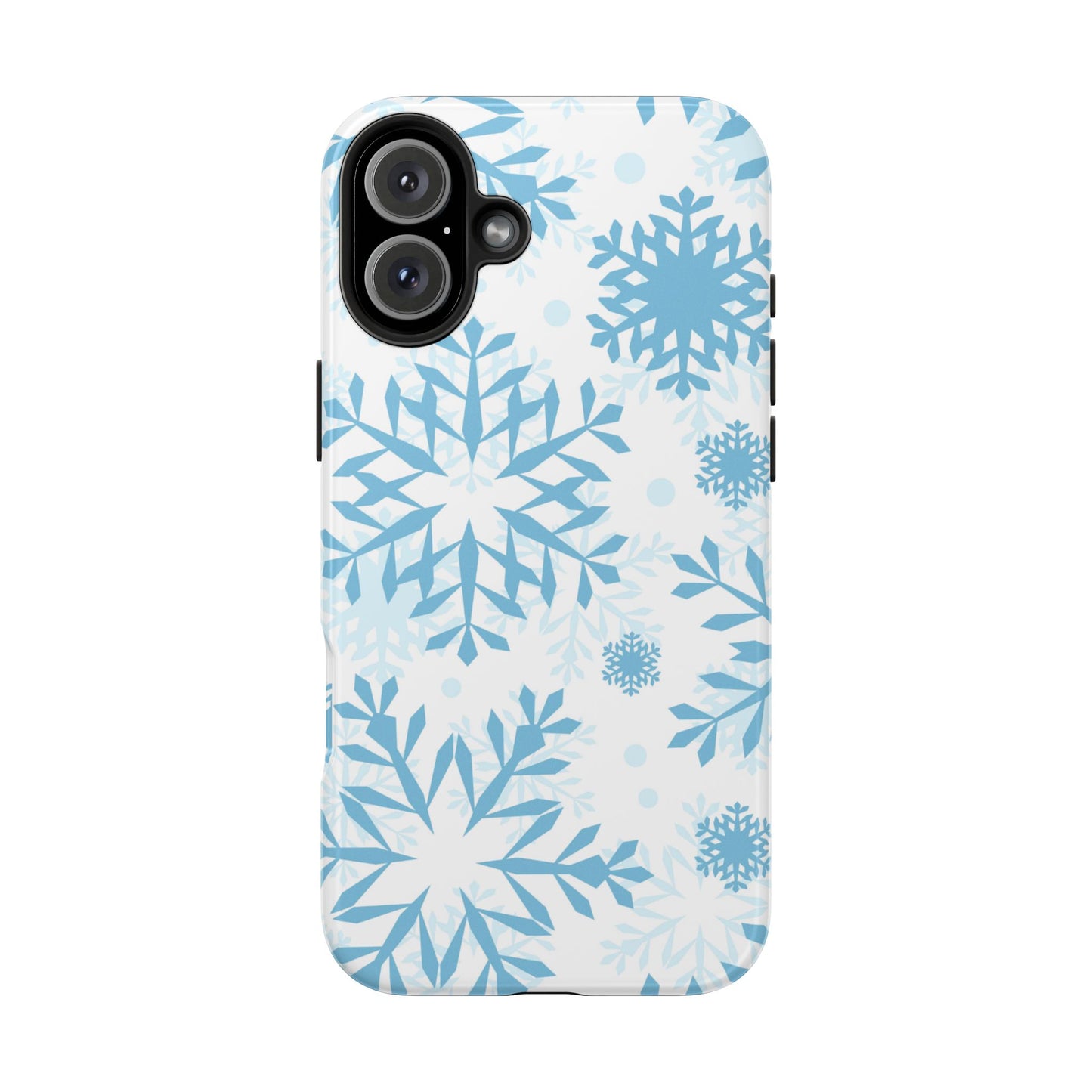 Frosty Blue Snowflakes iPhone Case – Shockproof, Smooth Matte Finish, Dual-Layer Design